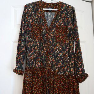 Anthropologie women dress, Size US 6, Black/red, Flower pattern
